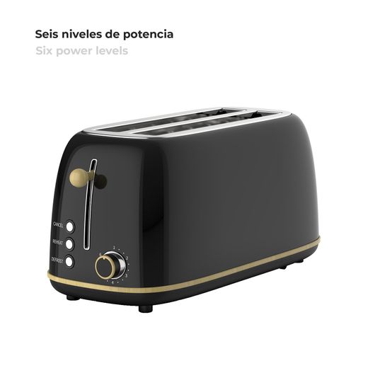 Toster XL w kolorze czarnym, 42 x 18 x 19 cm | Kaito