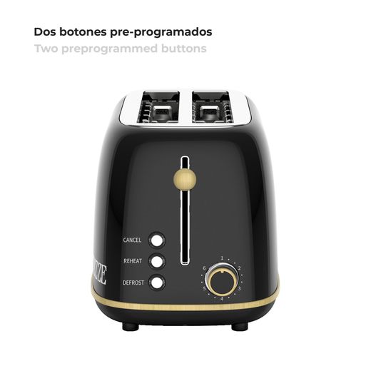 Toster XL w kolorze czarnym, 42 x 18 x 19 cm | Kaito