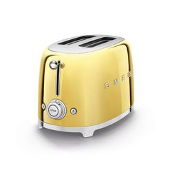 Toster ze stali nierdzewnej w błyszczącym złocie, 32,5 x 19,5 x 19,8 cm | Styl lat 50