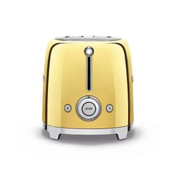 Toster ze stali nierdzewnej w błyszczącym złocie, 32,5 x 19,5 x 19,8 cm | Styl lat 50