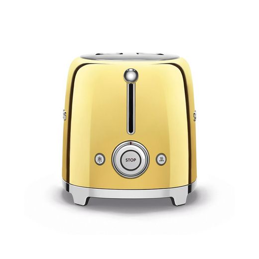 Toster ze stali nierdzewnej w błyszczącym złocie, 32,5 x 19,5 x 19,8 cm | Styl lat 50