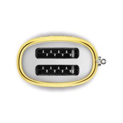 Toster ze stali nierdzewnej w błyszczącym złocie, 32,5 x 19,5 x 19,8 cm | Styl lat 50