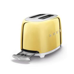 Toster ze stali nierdzewnej w błyszczącym złocie, 32,5 x 19,5 x 19,8 cm | Styl lat 50