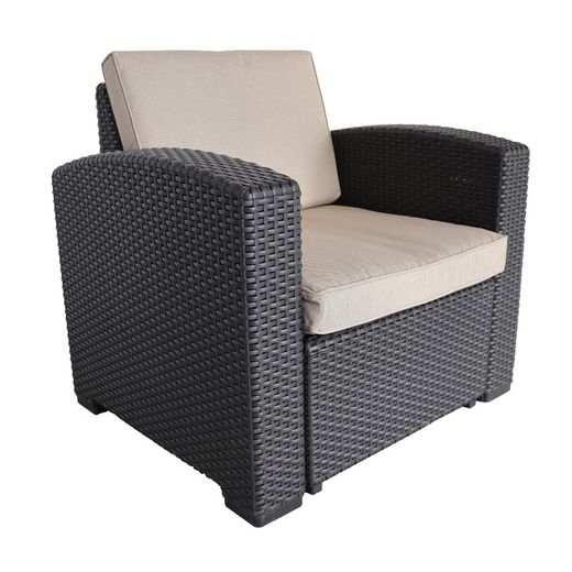 Conjunto de jardín de resina 4 piezas con sofá, 2 sillones y mesa, Gris y terracota