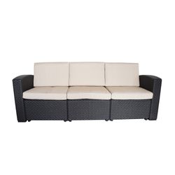 Conjunto de jardín de resina 4 piezas con sofá, 2 sillones y mesa, Gris y terracota