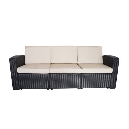 Conjunto de jardín de resina 4 piezas con sofá, 2 sillones y mesa, Gris y terracota