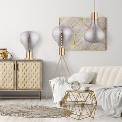 TRIZ - Lampe de table en verre fumé, Ø 40 x H 53 cm