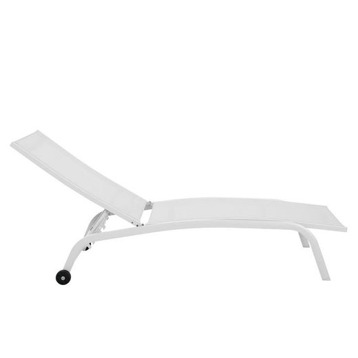 Vit solstol i aluminium och textil med hjul, 187,5x64x97cm