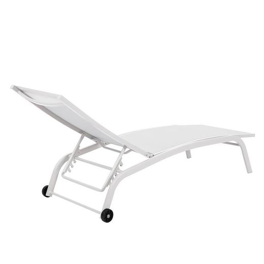 Vit solstol i aluminium och textil med hjul, 187,5x64x97cm