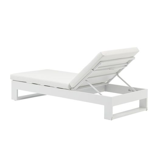 Solstol i aluminium och vitt tyg, 80 x 190 x 38 cm | Nyland