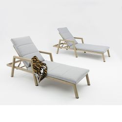 Solstol i aluminium och naturtyg, 75 x 202 x 61,5-102 cm | harmoni