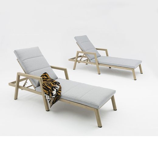 Solstol i aluminium och naturtyg, 75 x 202 x 61,5-102 cm | harmoni