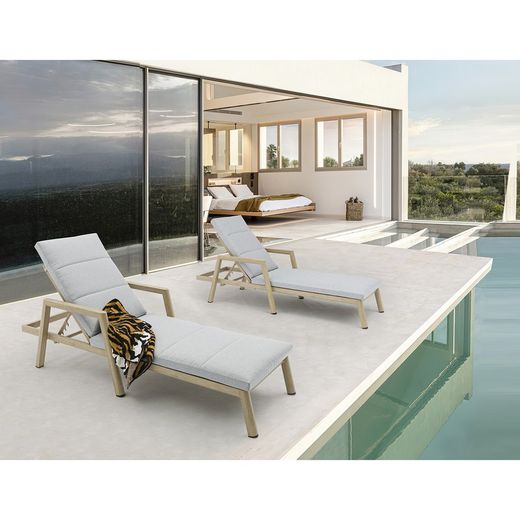 Solstol i aluminium och naturtyg, 75 x 202 x 61,5-102 cm | harmoni