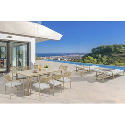 Solstol i aluminium och naturtyg, 75 x 202 x 61,5-102 cm | harmoni