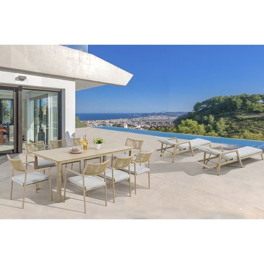 Solstol i aluminium och naturtyg, 75 x 202 x 61,5-102 cm | harmoni