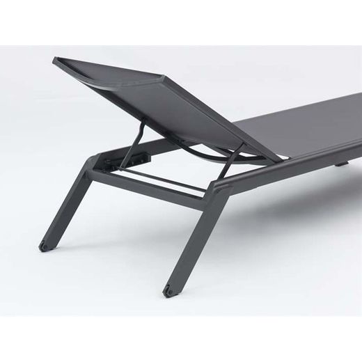 Solstol av aluminium och textilen i antracit, 72 x 198 x 35 / 101 cm | Köpcenter