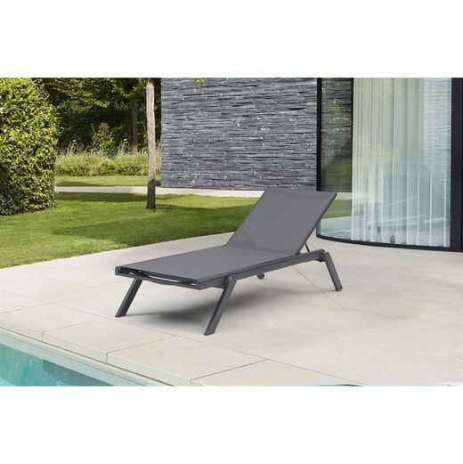 Solstol av aluminium och textilen i antracit, 72 x 198 x 35 / 101 cm | Köpcenter