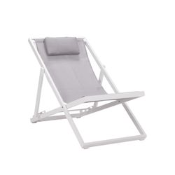 Solstol i aluminium och textil i vitt och grått, 64 x 128 x 81 cm | Davis