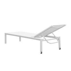 Aluminum and textilene sun lounger in white, 75 x 200 x 34 cm | bangor
