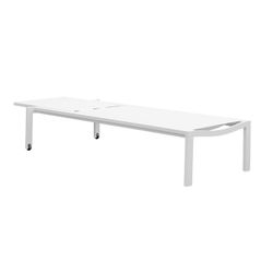 Aluminum and textilene sun lounger in white, 75 x 200 x 34 cm | bangor