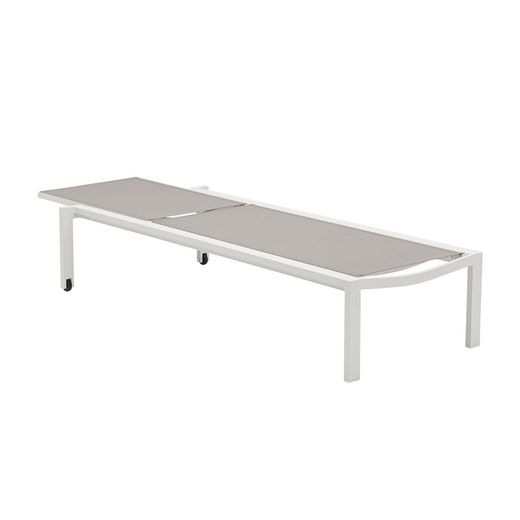Solstol i aluminium och textil i vitt och grått, 75 x 200 x 34 cm | bangor