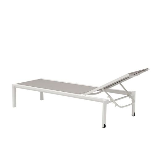 Solstol i aluminium och textil i vitt och grått, 75 x 200 x 34 cm | bangor