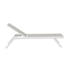 Solstol i aluminium och textil i vitt och ljusgrå, 72 x 198 x 35 / 101 cm | Köpcenter