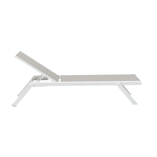 Solstol i aluminium och textil i vitt och ljusgrå, 72 x 198 x 35 / 101 cm | Köpcenter
