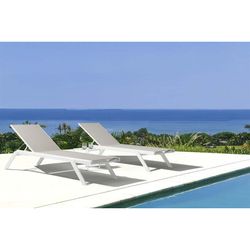 Solstol i aluminium och textil i vitt och ljusgrå, 72 x 198 x 35 / 101 cm | Köpcenter