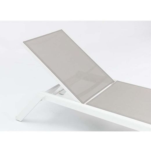 Solstol i aluminium och textil i vitt och ljusgrå, 72 x 198 x 35 / 101 cm | Köpcenter