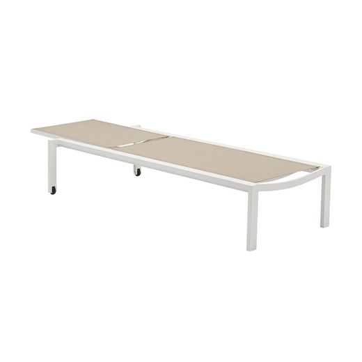 Solstol i aluminium och textil i vitt och taupe, 75 x 200 x 34 cm | bangor