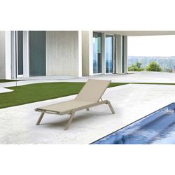 Solstol i aluminium och textil i taupe, 72 x 198 x 35 / 101 cm | Köpcenter