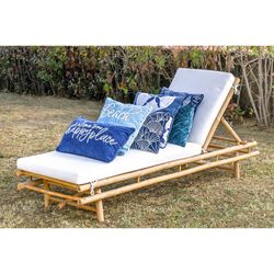 Solstol i bambu och polyestertyg i natur och beige, 70 x 201 x 41 cm | Sea Side