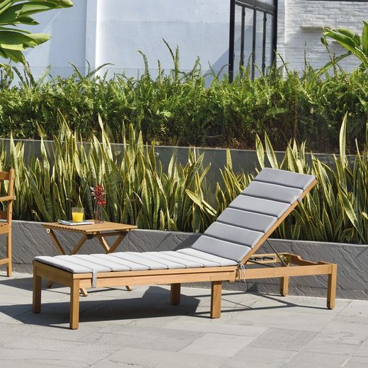Tumbona de Jardín Milán Madera con Ruedas 191,10x59,60x86,90 cm