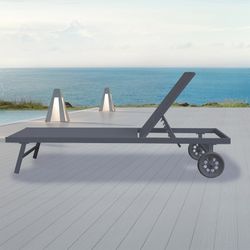 Espreguiçadeira de jardim com rodas Chillvert Aruba Multiposition 200x65x33,5 cm Cinza