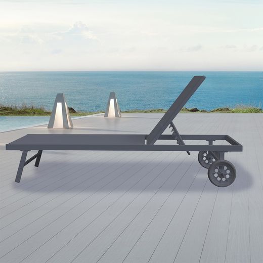 Espreguiçadeira de jardim com rodas Chillvert Aruba Multiposition 200x65x33,5 cm Cinza