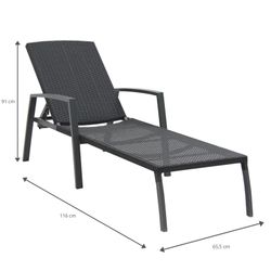 Garden Lounger 4 Positions Synthetic Rattan and Steel190x63x50 cm Gray