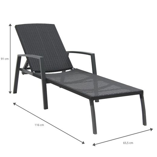 Garden Lounger 4 Positions Synthetic Rattan and Steel190x63x50 cm Gray