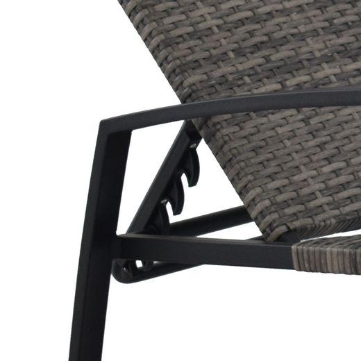 Garden Lounger 4 Positions Synthetic Rattan and Steel190x63x50 cm Gray