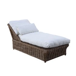 Tumbona con Cojines de Jardín de Ratán Natural 169x73x73 cm