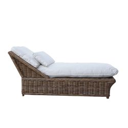 Tumbona con Cojines de Jardín de Ratán Natural 169x73x73 cm