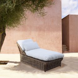 Tumbona con Cojines de Jardín de Ratán Natural 169x73x73 cm