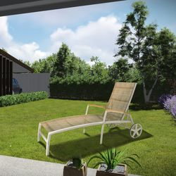 Trädgårdssäng i aluminium och trä 180.40x77.60x102.90 cm Beige