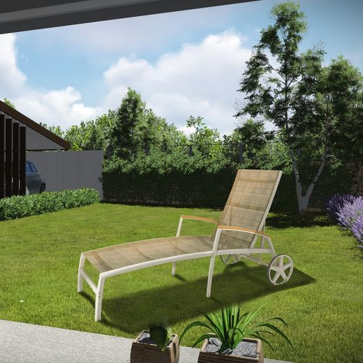 Trädgårdssäng i aluminium och trä 180.40x77.60x102.90 cm Beige