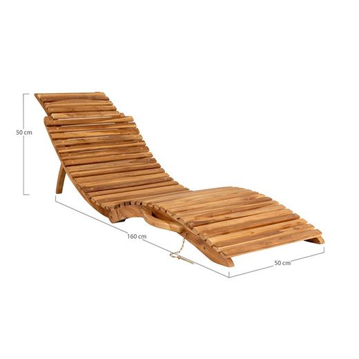 Solstol i teak i natur, 160 x 50 x 25 cm | Arrieta