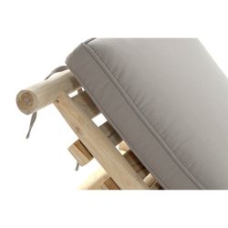 Teak wood and fabric sun lounger in natural and gray, 86 x 209 x 36 cm | Brewi