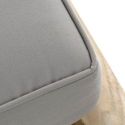 Teak wood and fabric sun lounger in natural and gray, 86 x 209 x 36 cm | Brewi