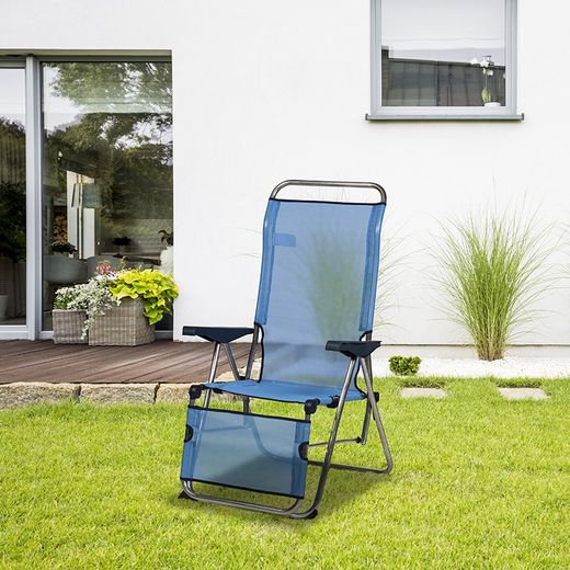 5-position relax lounger, with anatomical backrest, in textileine and aluminum structure, 75x63x114 cm