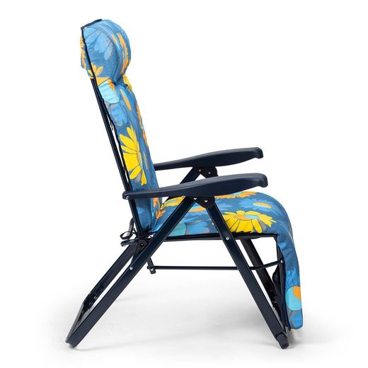 Superrelax sunbed with 6-position anatomical headrest with 5 cm padding and steel frame, 86x62x114 cm