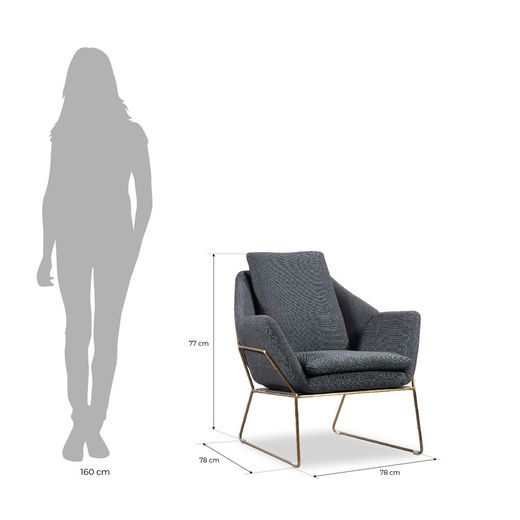 YOUR | Anthracite upholstered armchair 78 x 78 x 77 cm